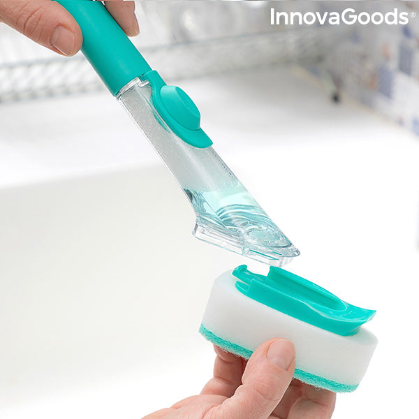 Scourer Brush with Handle and Soap Dispenser Cleasy InnovaGoods